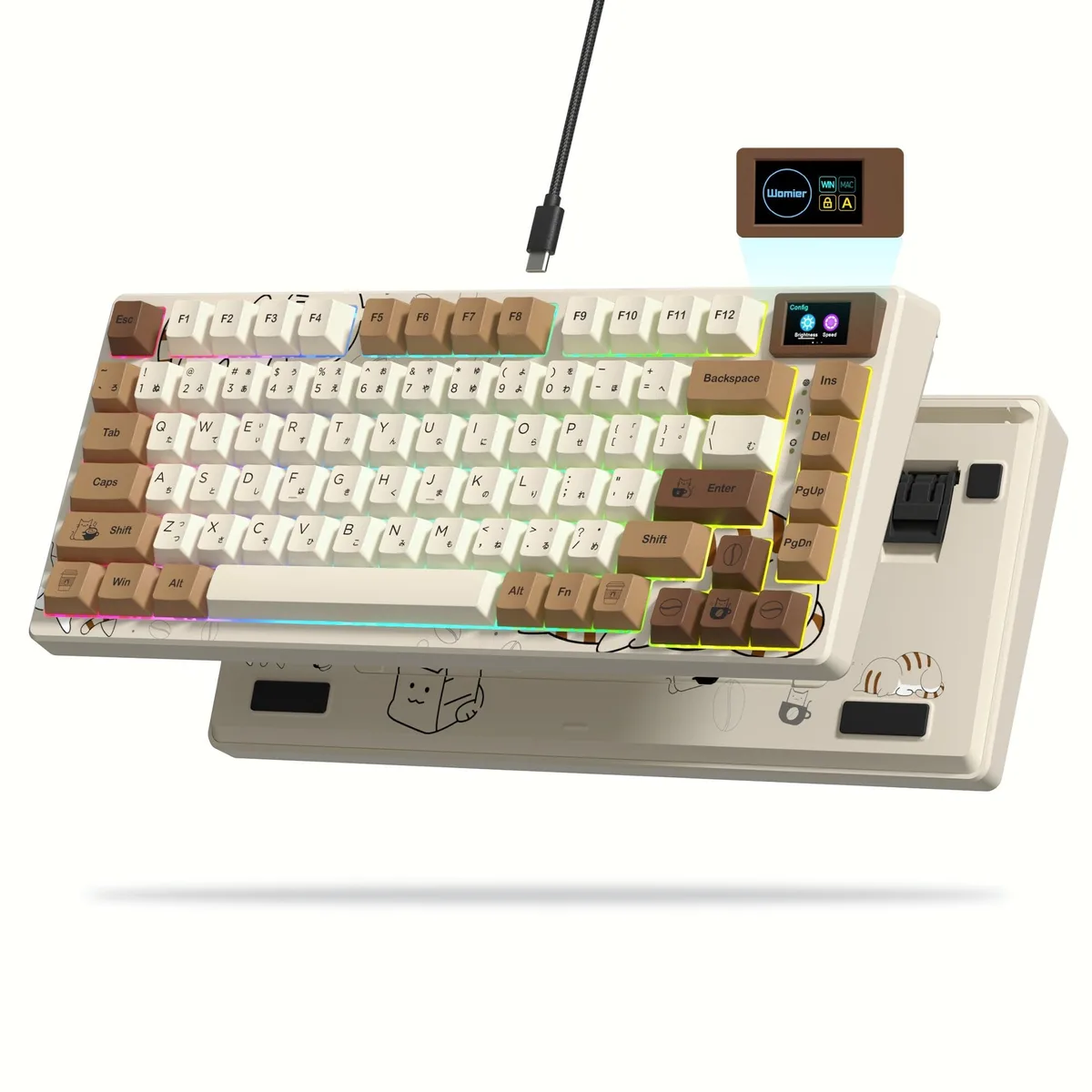 Womier Womier S-K80 Retro 75% Gaming Keyboard Coffee Cat — product photo