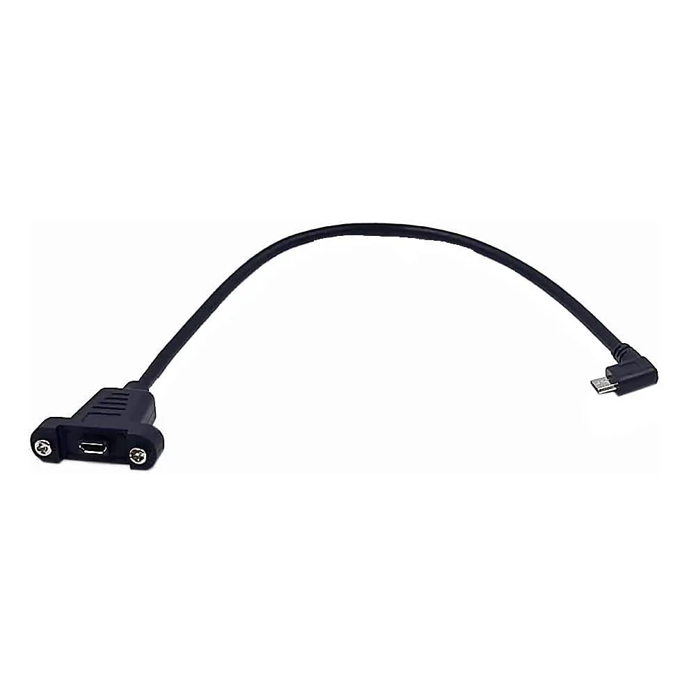 BUCIER BUCIER 0.3 m Micro USB 5 Pin Extension Cable, Left Angle Male to Female Bolt Screw Lock Mount — product photo