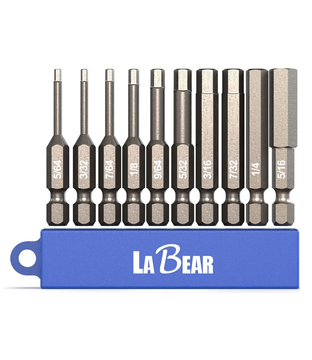 LABEAR 10-Piece SAE Hex Bit Set 2-Inch S2 Steel 1/4" Shank — product photo