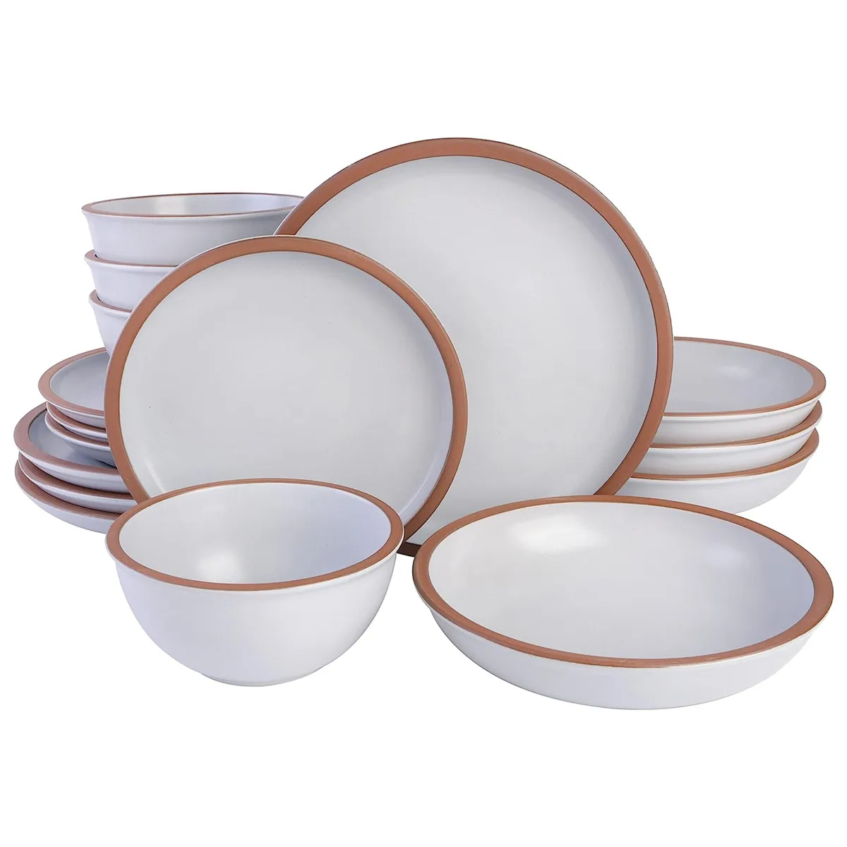 Gibson Gibson 16 Piece Terracotta Dinnerware Set Matte White — product photo