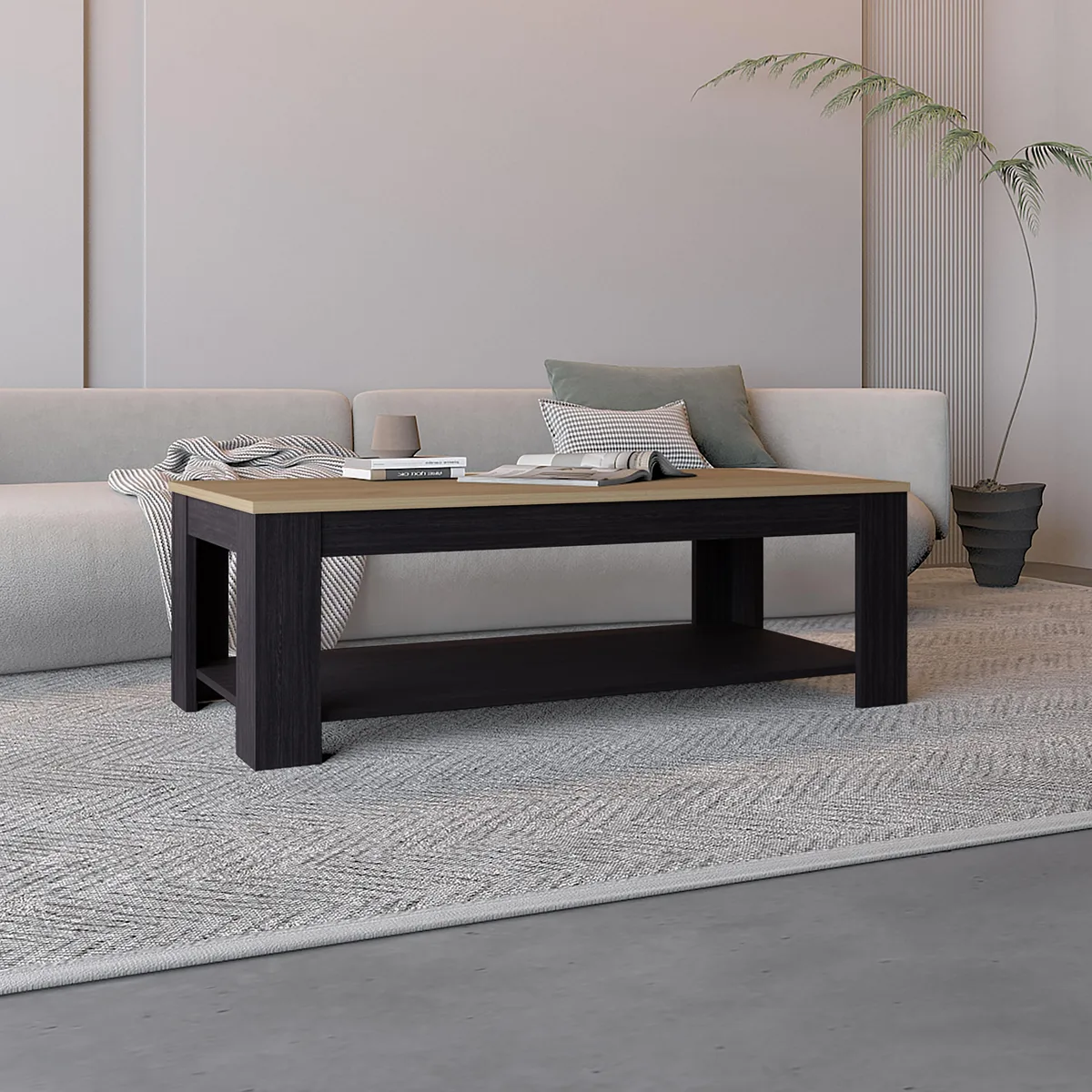 tuphen tuphen Cecil Coffee Table with Open Storage Shelf, Natural Oak — product photo