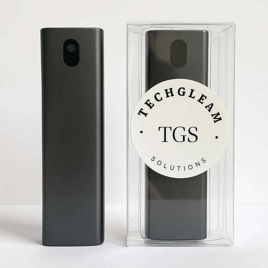 Two white 20ml bottles with integrated black microfiber cloths