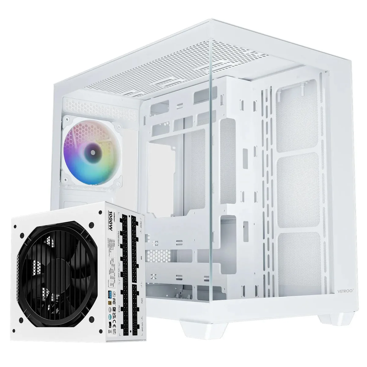 Vetroo Vetroo AL900 White ATX PC Case with 1000W PSU — product photo