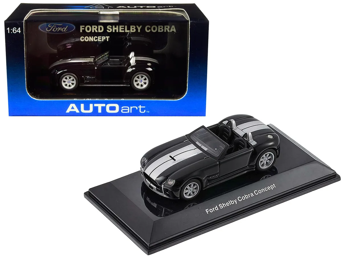 Autoart Autoart 2004 Ford Shelby Cobra Concept 1/64 Ebony Black Metallic Argent Silver Stripes hobby collectible — product photo