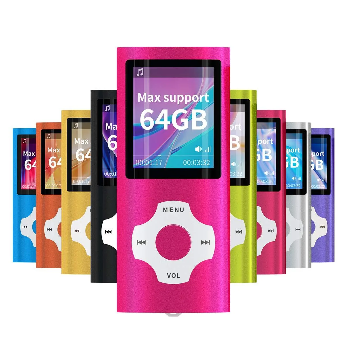 MYMAHDI 1.8" LCD MP3 Player 64 GB Pink — product photo