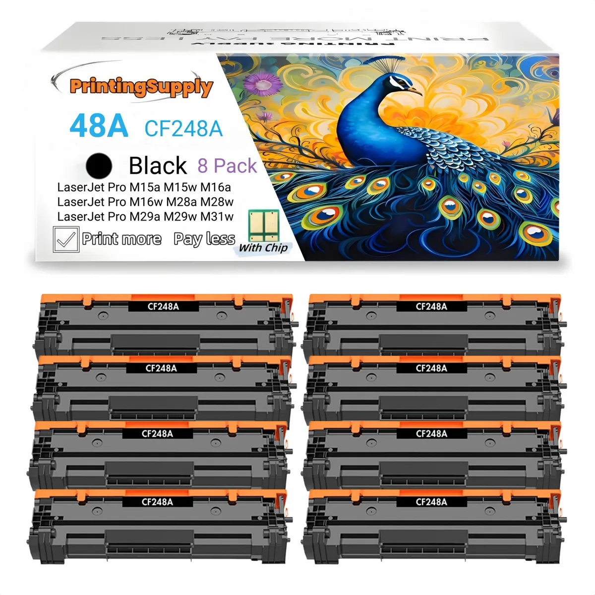 Aster Graphics Inc Aster Graphics Inc 48A CF248A Black Toner Cartridge 8 Pack 1000 Pages — product photo