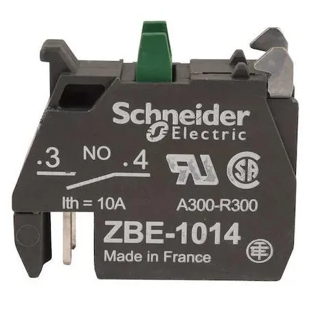 Black 22 mm Schneider Electric contact block 1NO ZBE1014