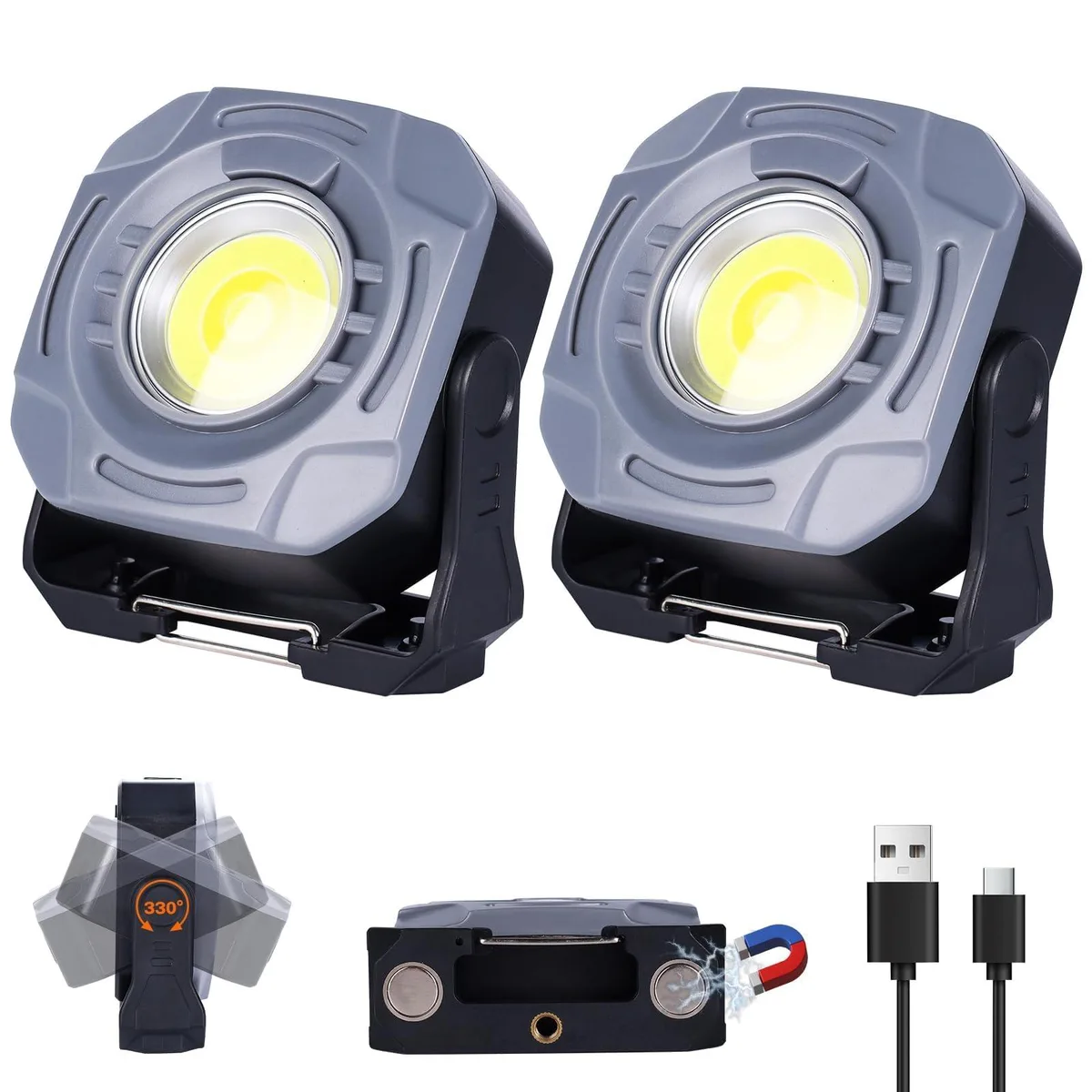 DNBeffulgent DNBeffulgent W9-2 2-Pack 840 Lumens 4000mAh Magnetic Work Light — product photo