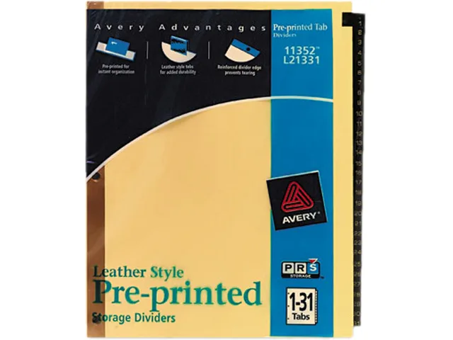 Avery Avery 11352 Index Dividers 31-Tab Set 8.5 x 11 Black Leather — product photo