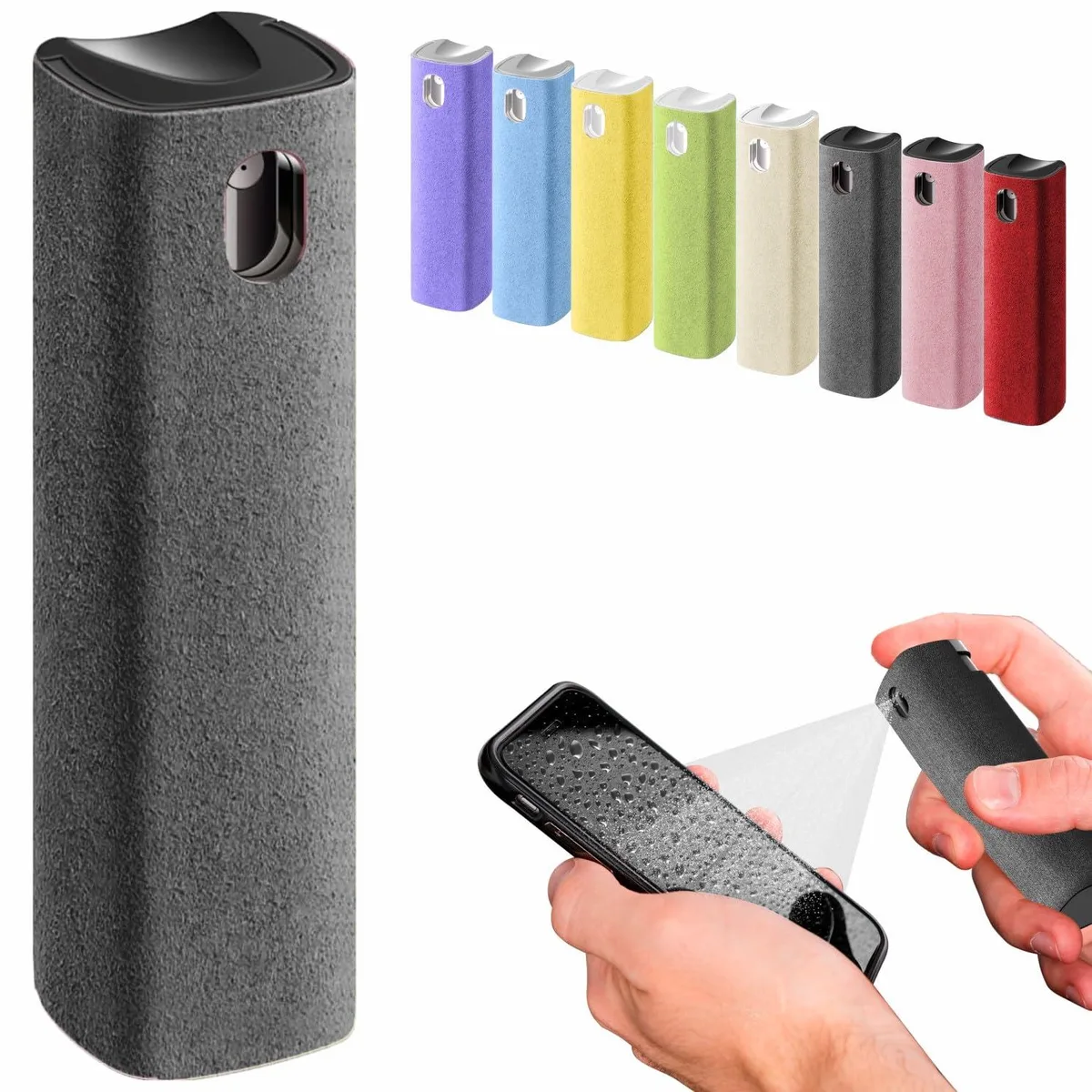 Blue cylindrical screen-cleaner pen with microfiber tip and protective cap