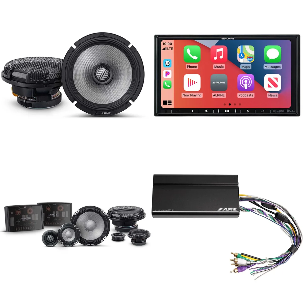 Alpine Alpine iLX-407 7-Inch Receiver with R2-S653 6.5" 3-Way &amp; R2-S65 Coaxial Bundle w/ KTA-450 Power Pack — product photo