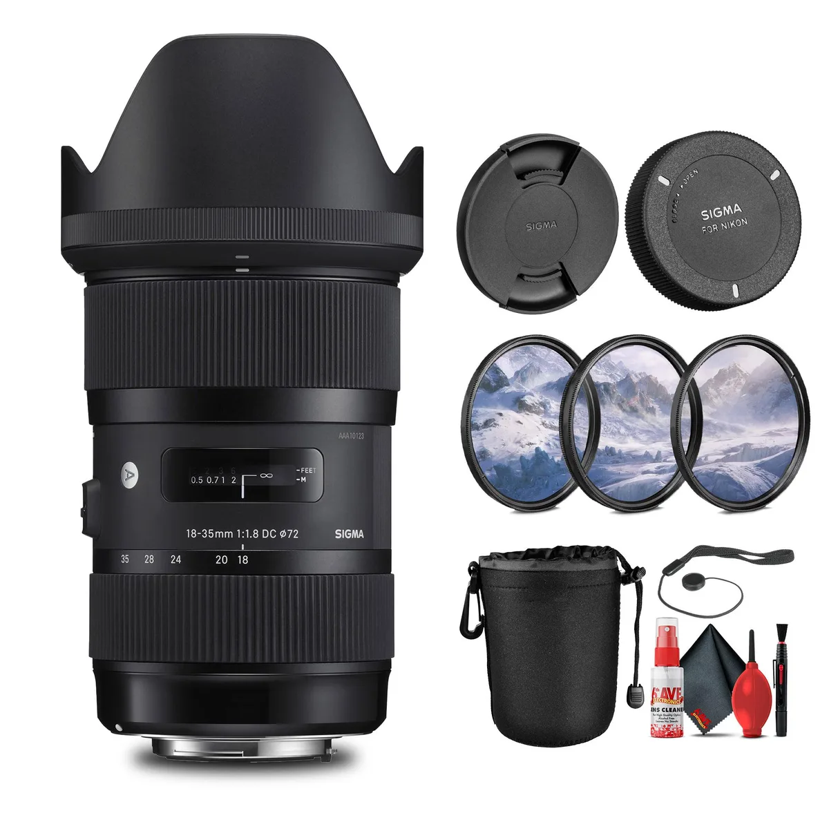 SIGMA SIGMA 18-35mm f/1.8 DC HSM Art Lens for Nikon F Bundle camera lens — product photo