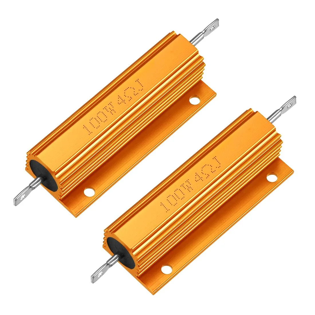Unique-Bargains Unique-Bargains 2pcs Aluminum Shell Resistor 100W 4 Ohm Wirewound — product photo