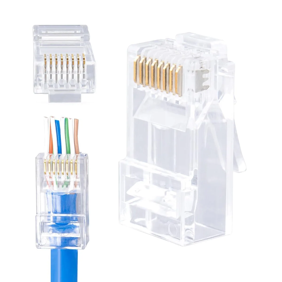 BFKK BFKK Cat6 Pass Through RJ45 Connectors 100-Pack — product photo