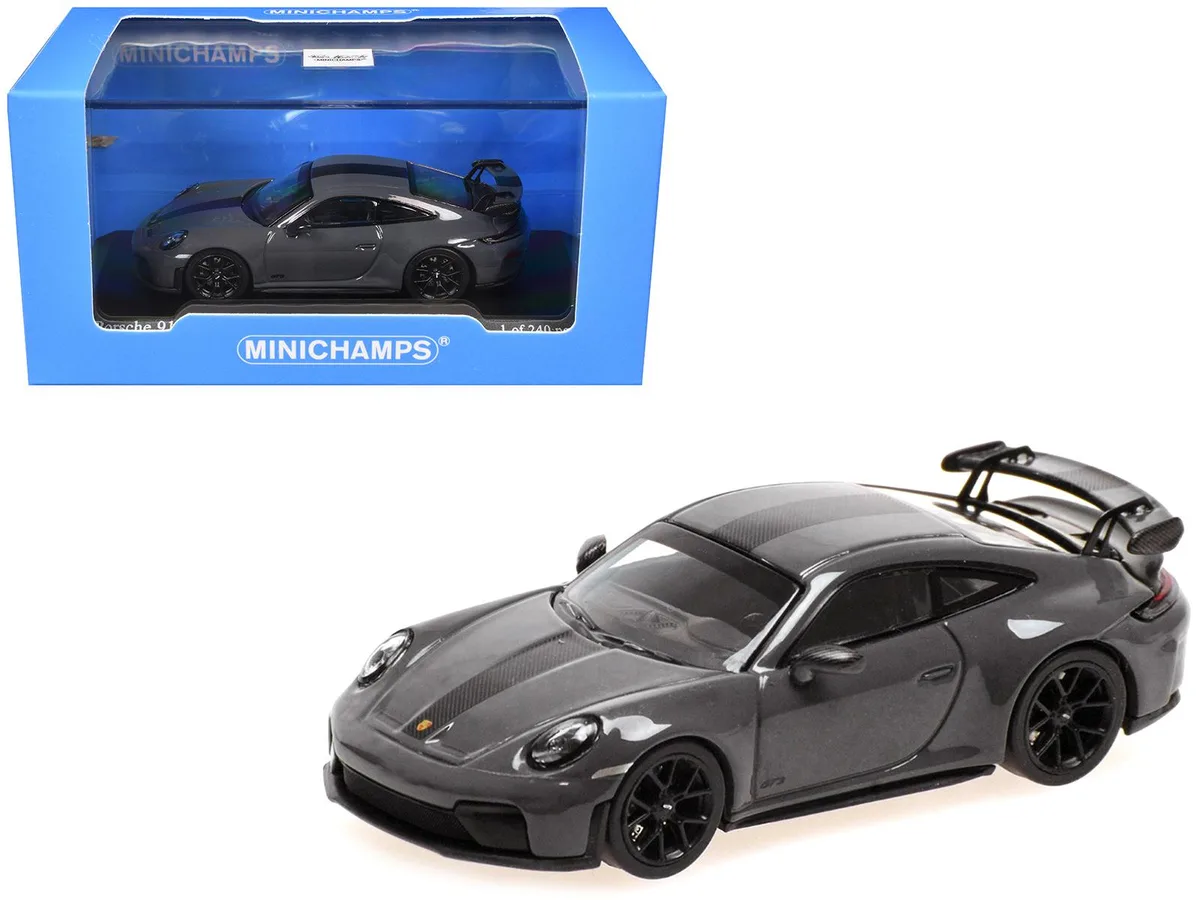 Minichamps Minichamps 2025 Porsche 911 (992.2) GT3 Weissach Gray Carbon Stripe Ltd Ed 1/64 hobby collectible — product photo