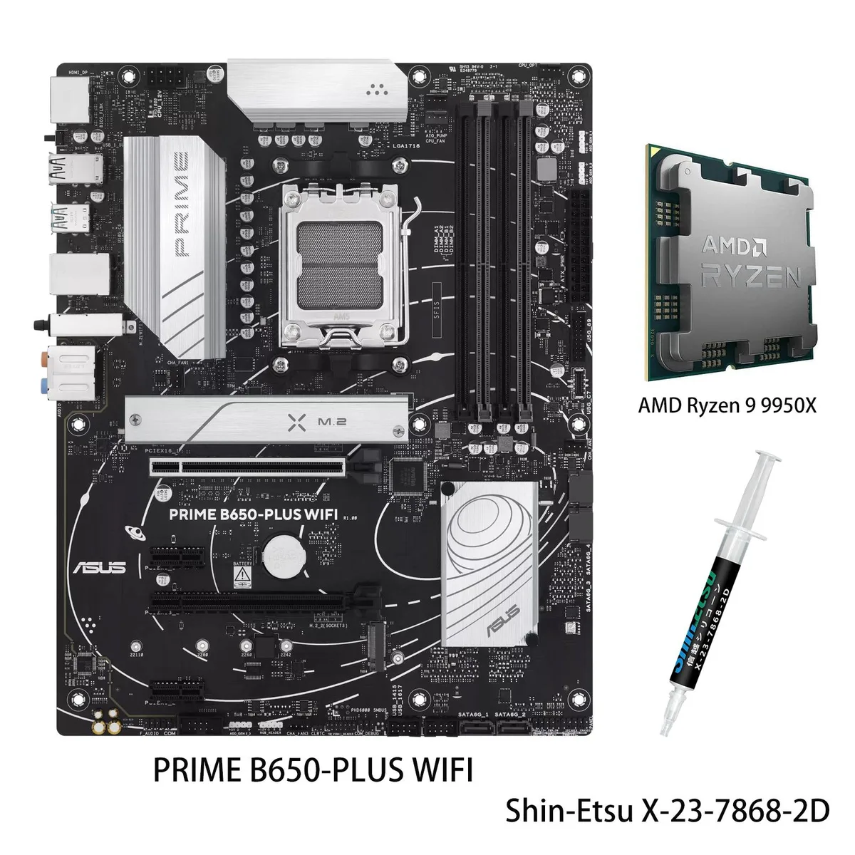 ASUS ASUS PRIME B650-PLUS WIFI AMD motherboard &amp; Ryzen 9 9950X CPU combo — product photo