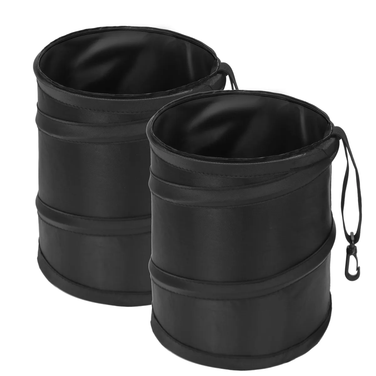  Winco 2 Gallon Collapsible Car Trash Can 2-Pack Black 9.8x13 in — product photo