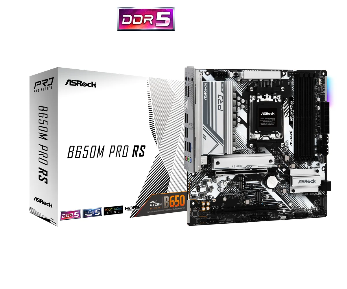 ASRock ASRock B650M Pro RS Micro ATX AMD motherboard — product photo