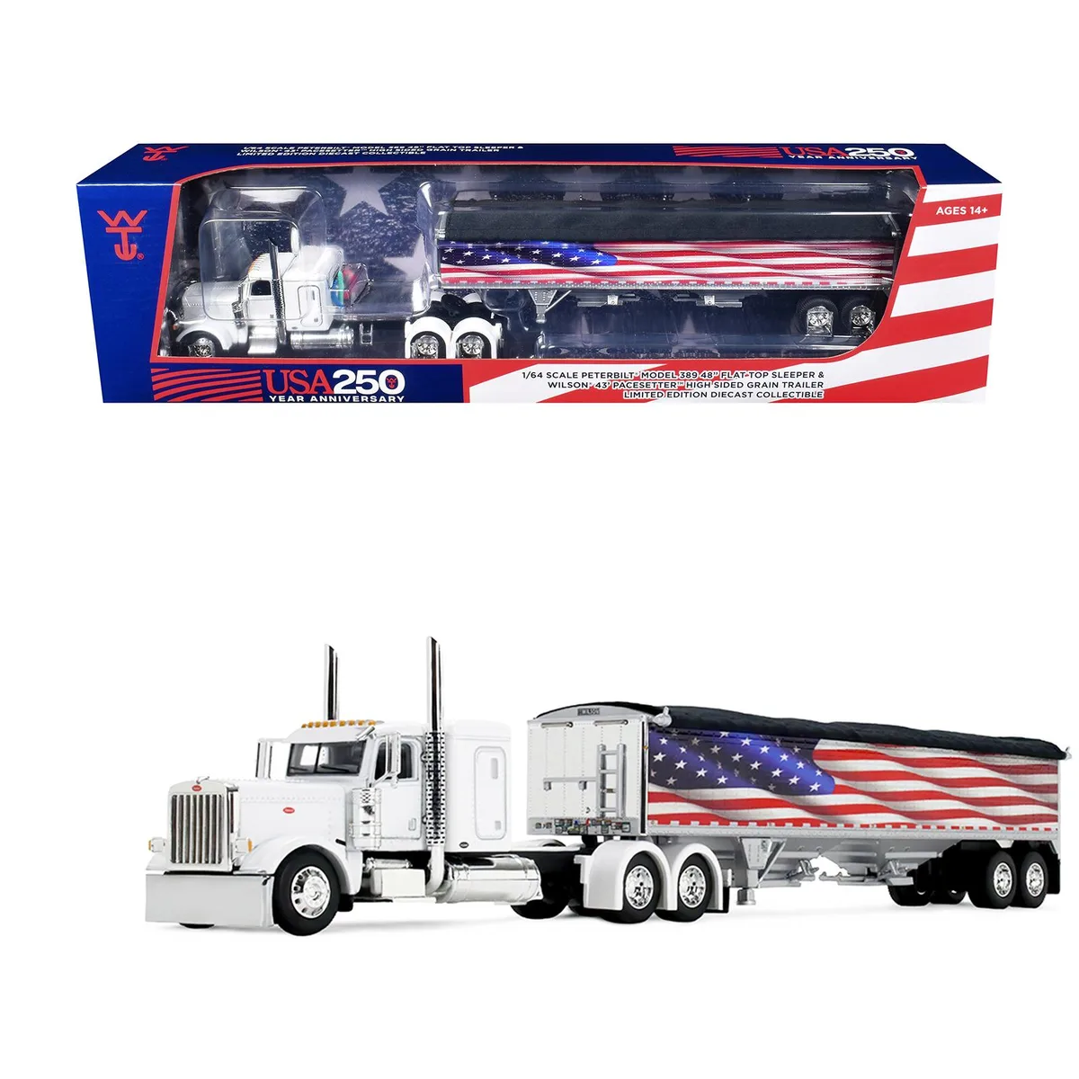 First Gear First Gear Peterbilt 389 48" Sleeper Wilson 43' Trailer 1/64 Diecast — product photo