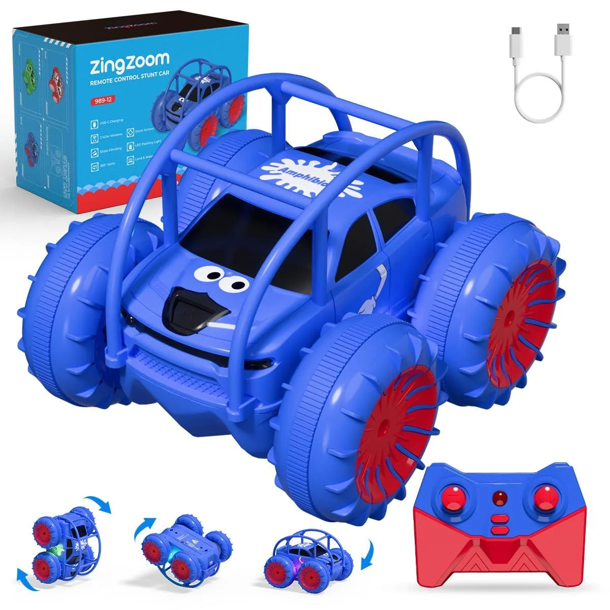  Zingzoom Amphibious Stunt RC Car USB-C 2.4GHz 4WD — product photo