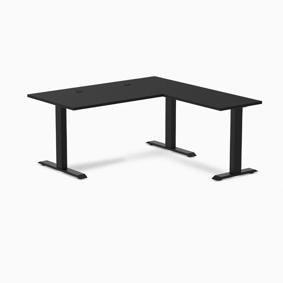 Desky Desky Zero Laminate L-Shape Desk Black 59 x 29.5 x 61 x 19.7 in Grommets Matte Black — product photo