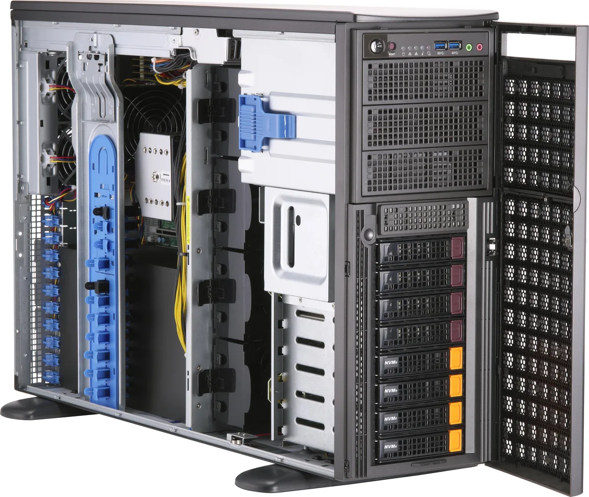 Supermicro Supermicro SYS-740GP-TNRT 4U barebone server, dual Xeon, 16 DDR4 slots, 4 PCIe 4.0 x16, 8 hot-swap bays — product photo