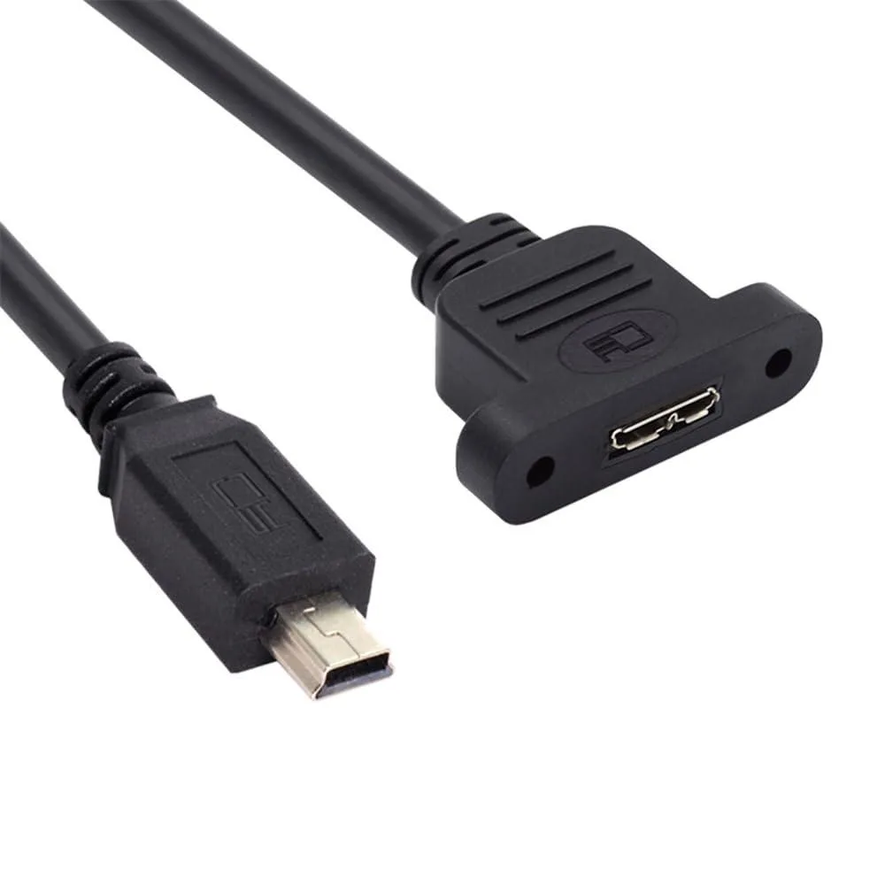 Vszerda Vszerda USB 2.0 Mini 5Pin Male to USB 3.0 Micro-B Female Screw Mount Cable 50cm — product photo
