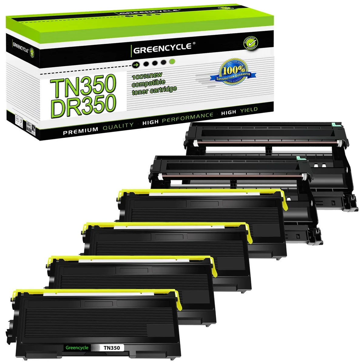 GREENCYCLE GREENCYCLE TN350 DR350 Toner Cartridge &amp; Drum Unit Set 4 Toner 2 Drum — product photo