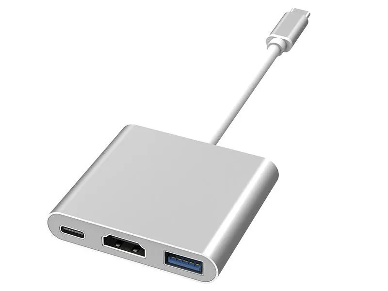 Corn Electronics Corn Electronics USB-C to HDMI 4K 30Hz USB 3.0 PD 100W Adapter Silver — product photo