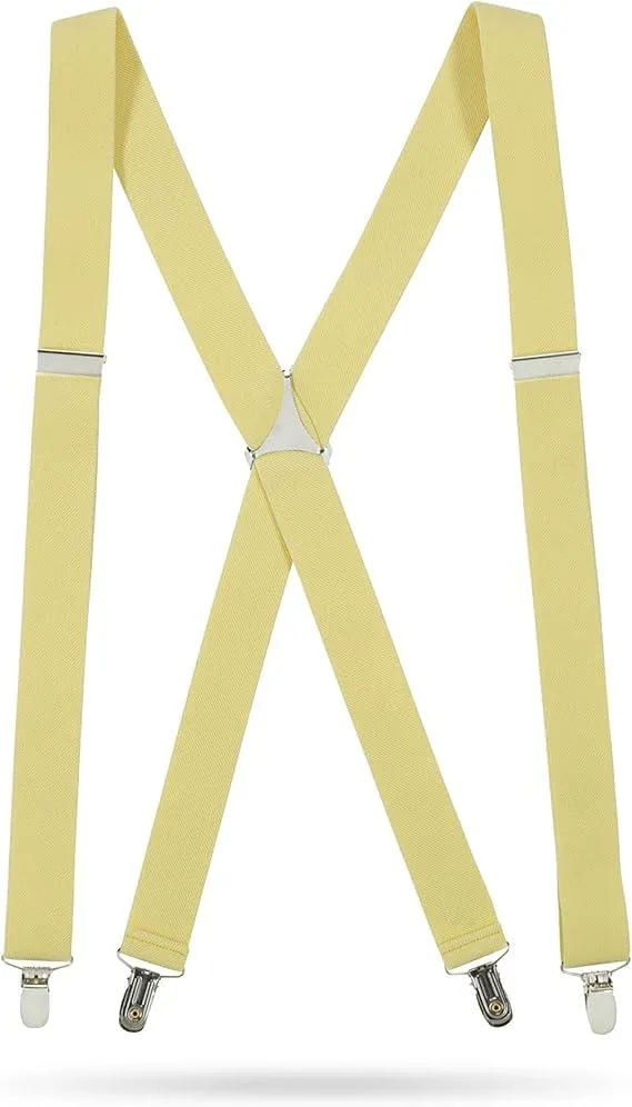 Hold'Em Hold'Em X-Back Suspenders Light Yellow 54 inches — product photo
