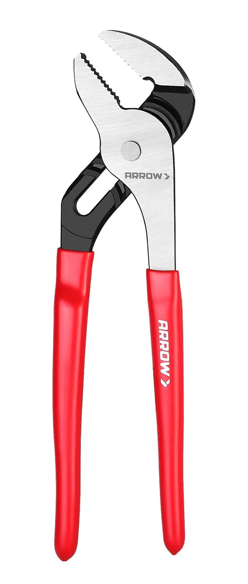 Blue 10 inch adjustable groove joint pliers with 7 jaw positions and dipped handles