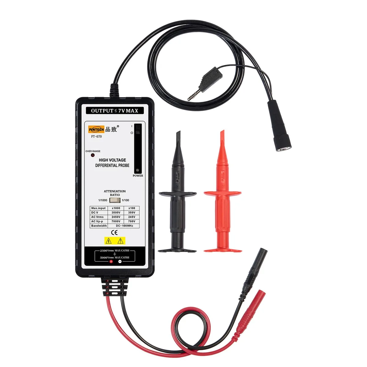 Pintech Pintech PT-670 100MHz 7000V Differential Probe 100X/1000X measurement tool — product photo