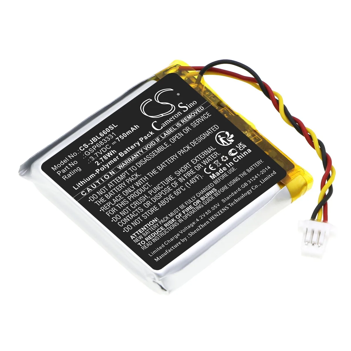 Cameron &amp; Co Cameron &amp; Co DS-CS-JBL660SL 3.7V 750mAh Li-Polymer Battery — product photo