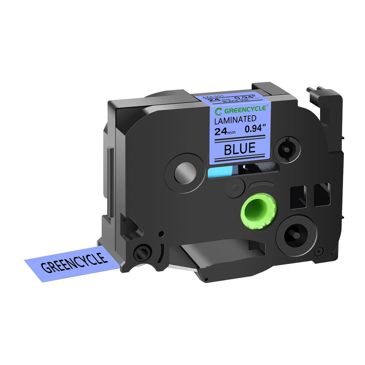 GREENCYCLE GREENCYCLE TZe-551 24mm Black on Blue laminated label tape — product photo