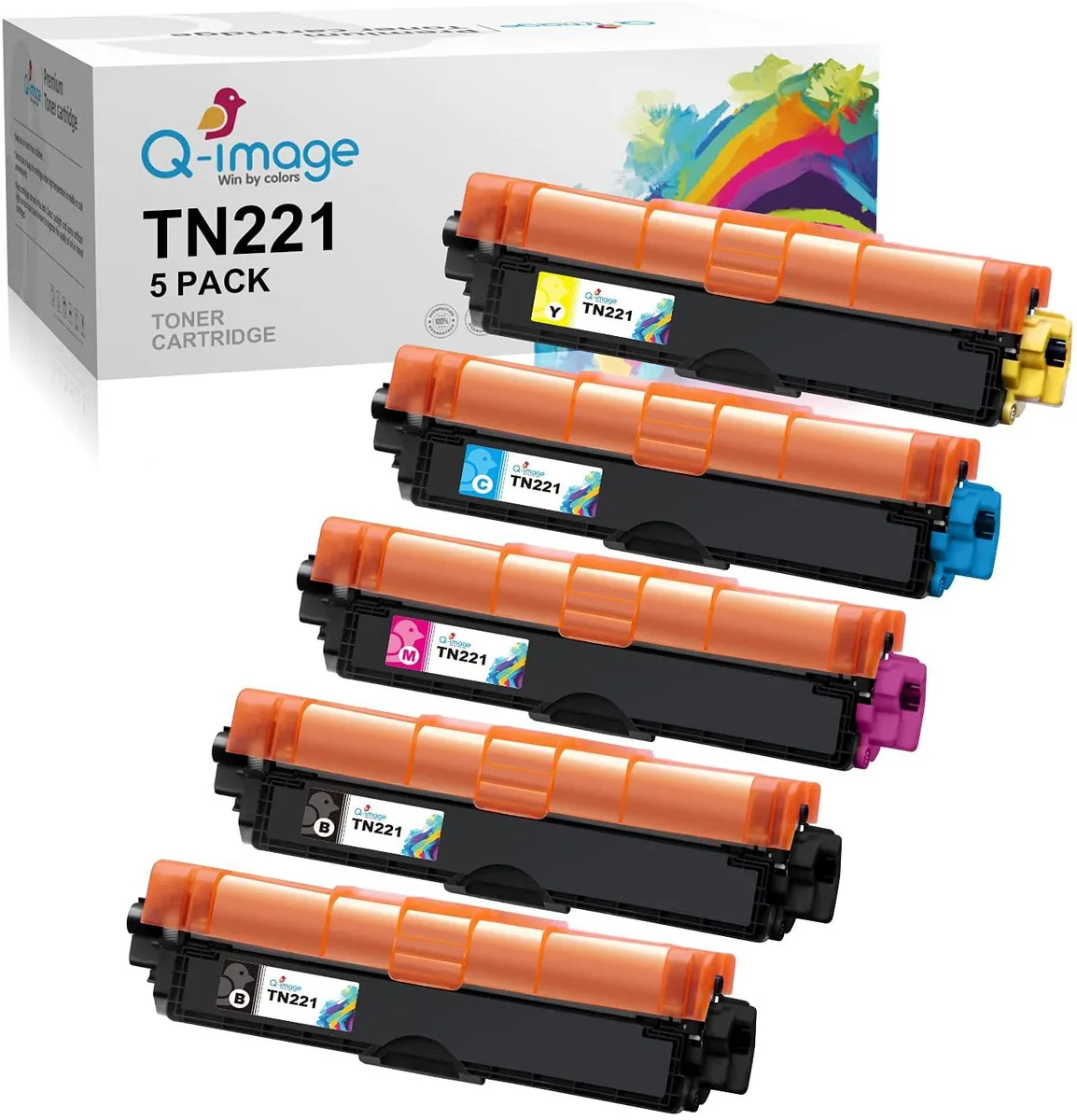 NuoTo NuoTo tn221 toner cartridge 5-pack 2 black 1 cyan 1 magenta 1 yellow — product photo
