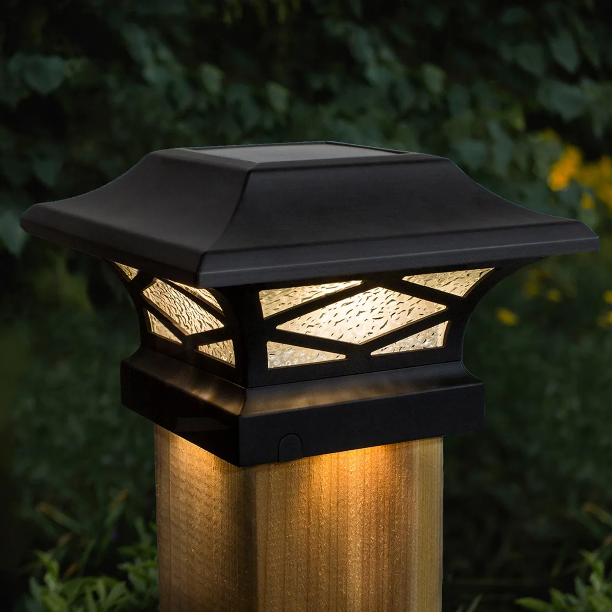 Classy Caps Mfg. Inc. Classy Caps Mfg. Inc. Kingsbridge Black Dual Lighted Solar Post Cap 2 Pack — product photo