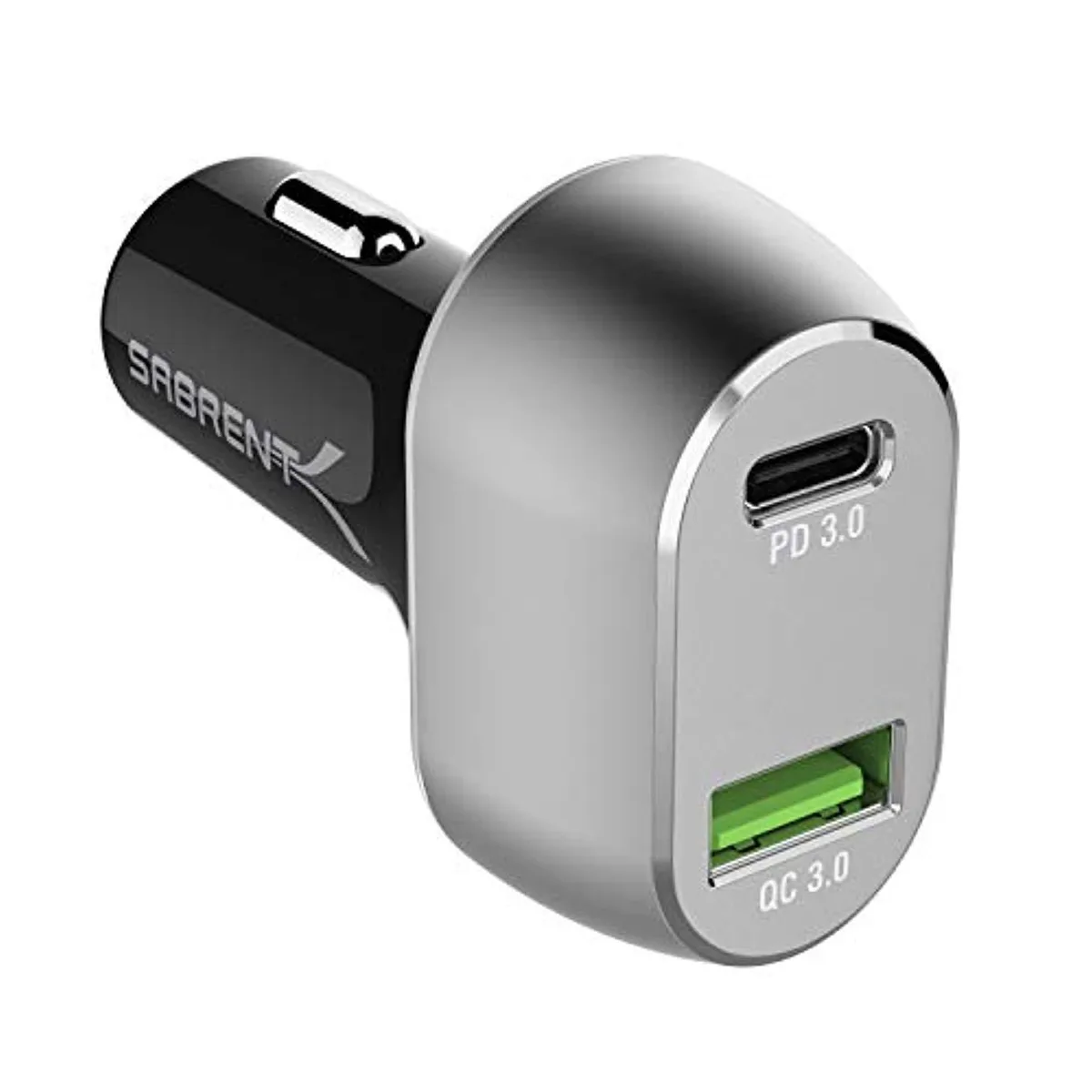 Sabrent Sabrent 63W 2-Port USB QC 3.0 PD Car Charger Silver/Black — product photo