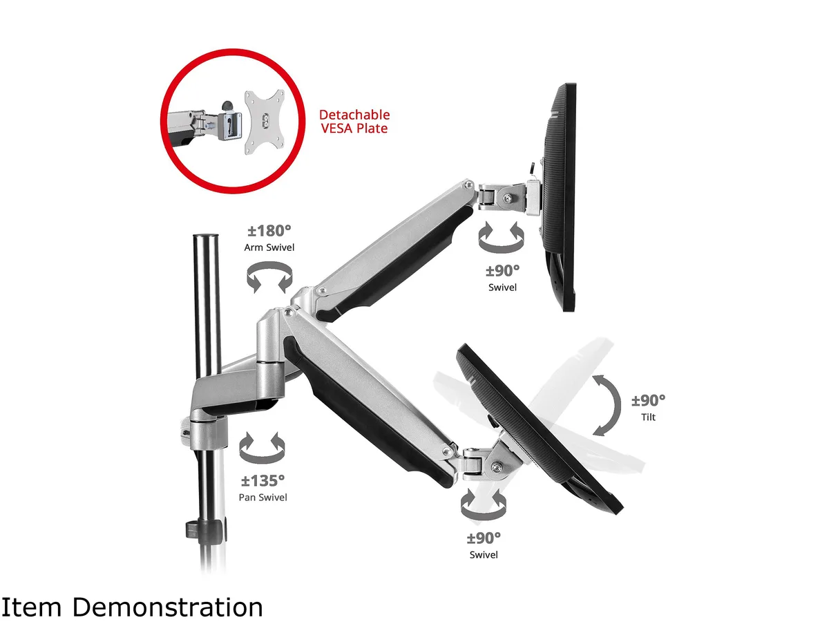 SIIG, Inc SIIG, Inc Dual Monitor Desk Mount Gray 32" 39.60 lb 75 x 100 VESA — product photo