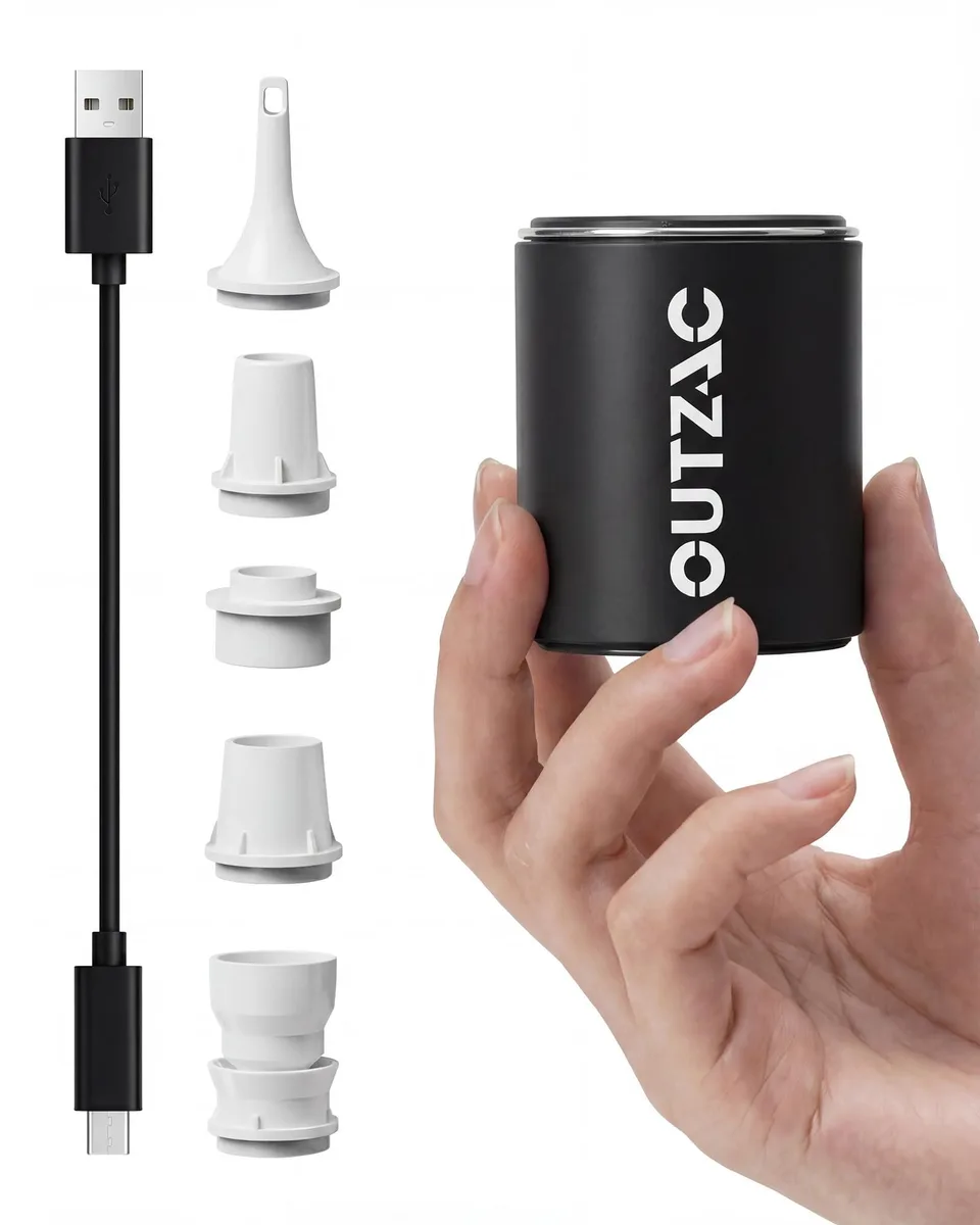  Portable Air Pump with Camping Light (Black) — product photo