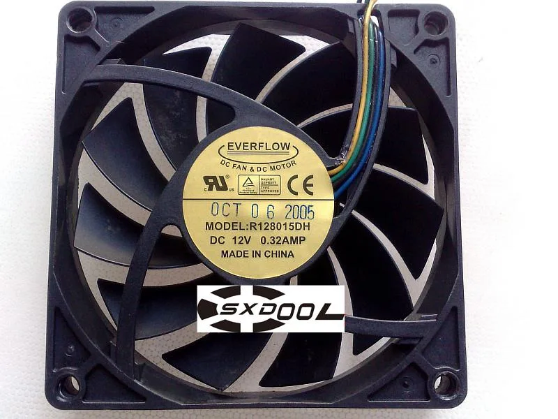 SXDOOL SXDOOL EVERFLOW R128015DH 12V .32A 80mm 15mm 4-wire CPU fan — product photo