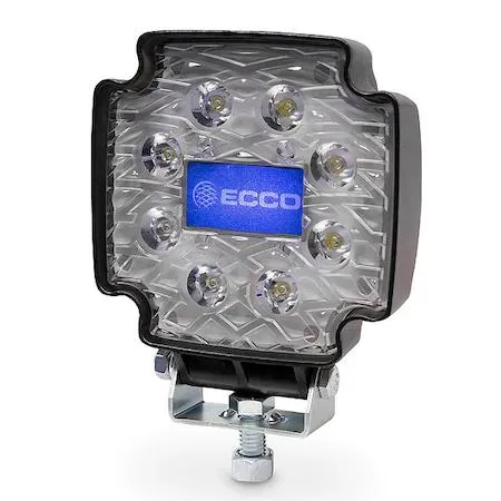 Square LED flood light, black housing, pedestal mount, 5 inch height