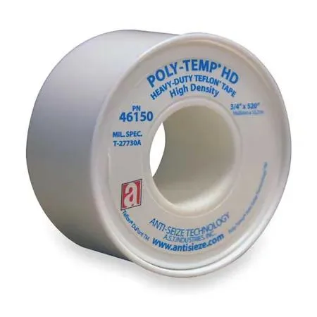White PTFE thread-seal tape roll, 3/4 inch wide, 520 inches long
