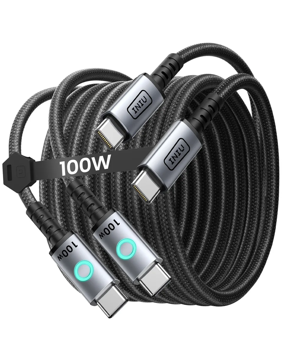 INIU INIU Leopard Cable 100W USB-C to USB-C 6.6 ft 2-Pack Black — product photo