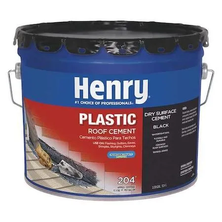 Black 3.5 gal pail of Henry plastic roof cement