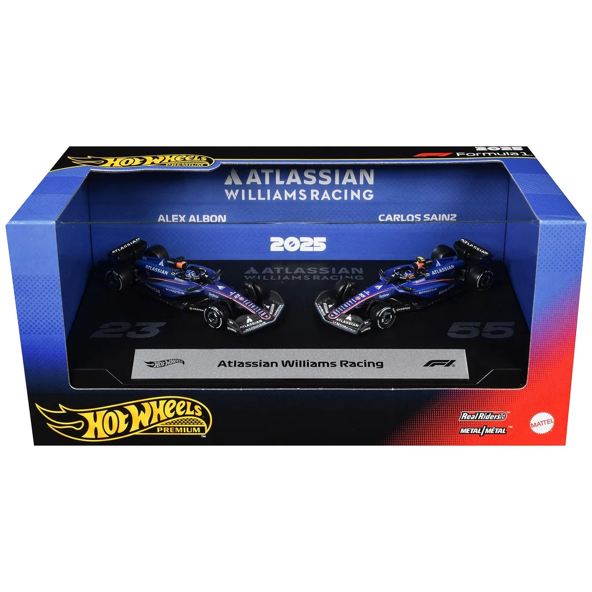 Hot Wheels Hot Wheels Atlassian Williams Racing F1 2025 2-Piece Set #23 #55 3.25in — product photo