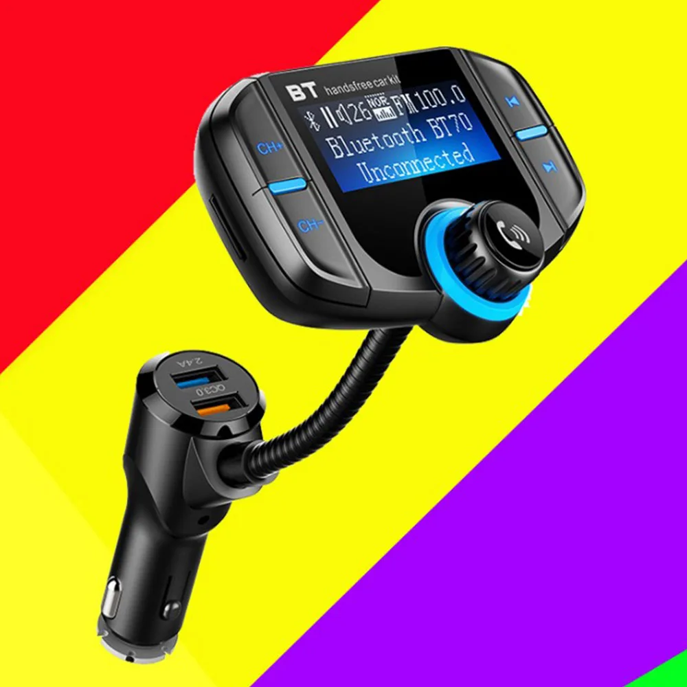 Jansicotek Jansicotek BT70 Bluetooth FM Transmitter 1.7 Inch LCD Dual USB QC3.0 2.4A AUX 32G — product photo