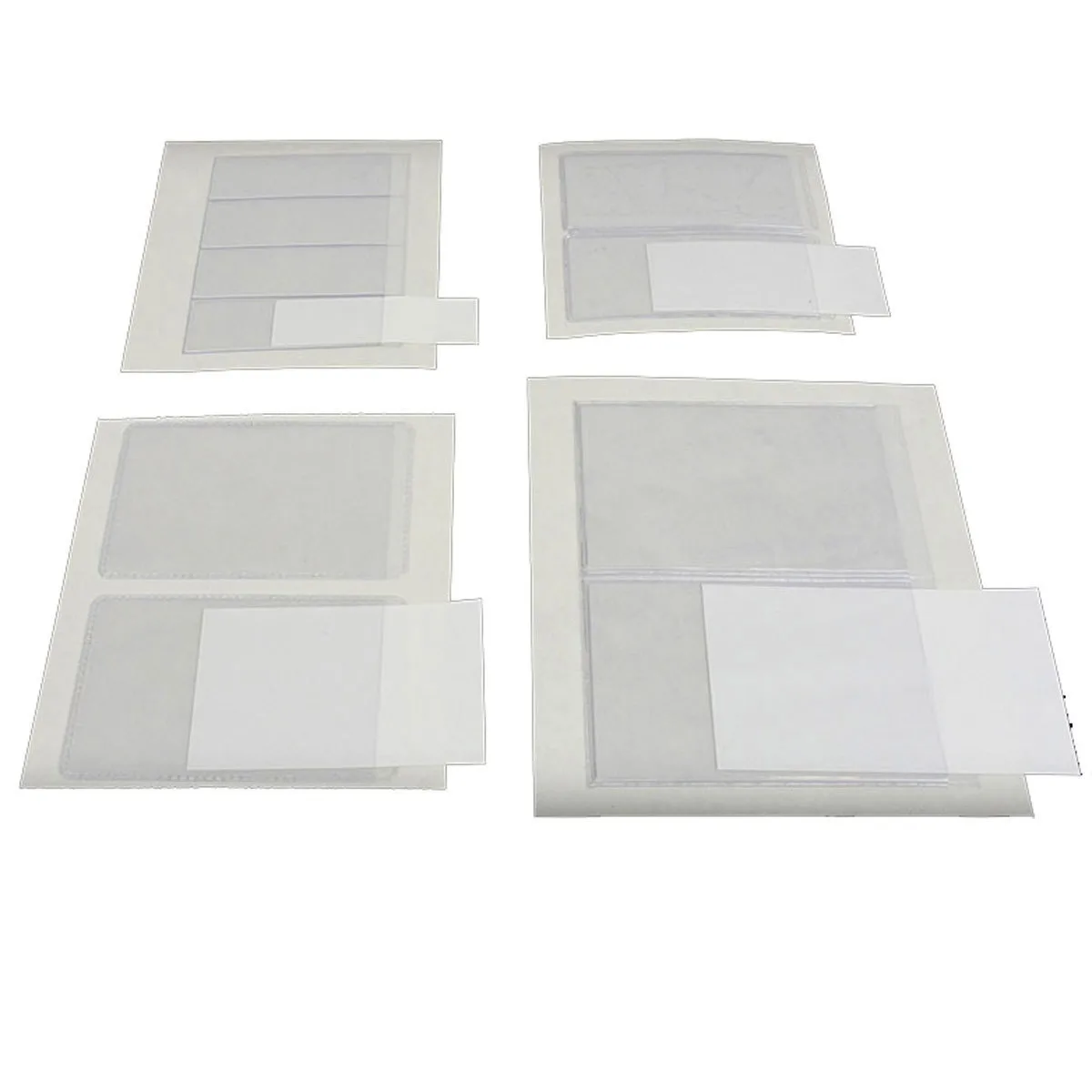 Clear vinyl adhesive label holders with white card inserts, twenty pack