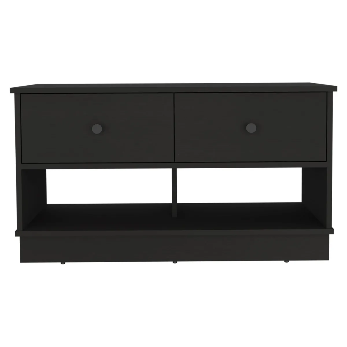 FM FURNITURE FM FURNITURE Tulip Storage Bench Black 2 Drawers 2 Shelves 35.8"W 17.9"D 19.9"H — product photo