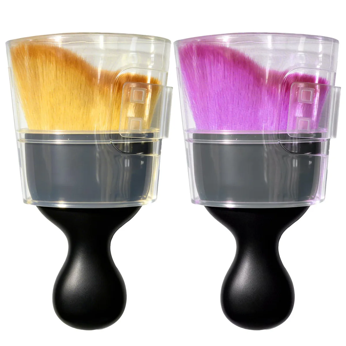 Two new car detailing brushes with soft curved bristles and rounded handles
