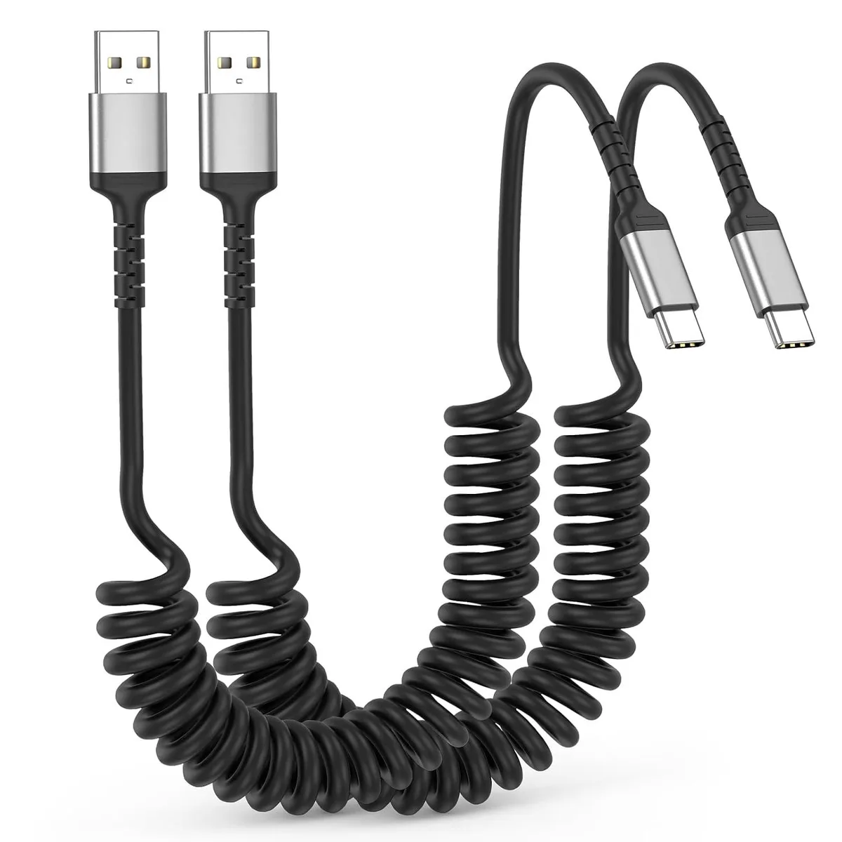 Mobee Mobee 2-Pack 3 ft Coiled USB-A to USB-C CarPlay Cable — product photo